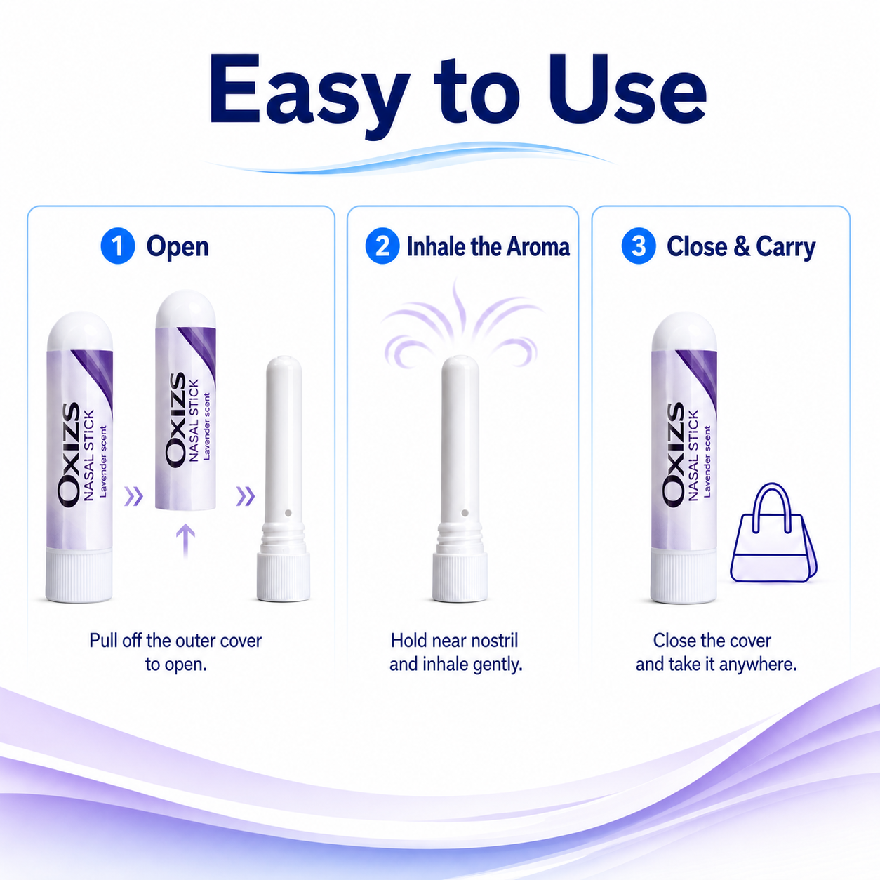 OXIZS Lavender Aromatherapy Nasal Inhaler – 3 Pack