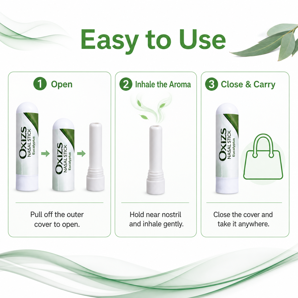 OXIZS Eucalyptus Aromatherapy Nasal Inhaler – 3 Pack
